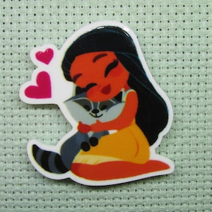 Young Pocahontas Hugging Meeko Needle Minder, Cover Minder, Magnet