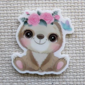 Flowery Sloth Needle Minder, Cover Minder, Magnet
