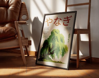 Japanese Willow Tree Print: Zen Botanical Wall Art