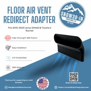 Adaptador de flujo de aire HVAC para redirección de ventilación del piso del asiento trasero para Lexus GX460 y Toyota 4Runner / Paquete de 2 adaptadores de ventilación interior imagen 2