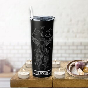 The Lovers Tarot Card Tumbler, Tarot tumbler, The Lovers Tumbler, The Lovers Card Tumbler, Tarot Gift, Tarot Gifts