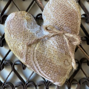 Primitive Handmade Rustic String of 5 Hearts
