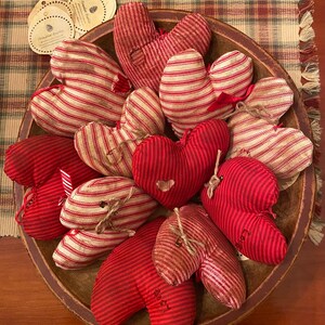 Bunch of Primitive Handmade Heart Bowl Fillers or Ornaments - Set of 11
