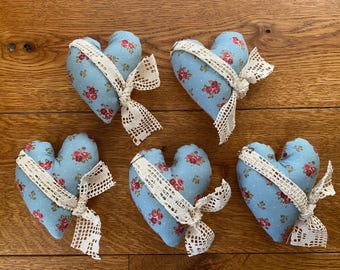 Primitive Handmade Farmhouse Heart Bowl Fillers - Set of 5