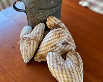 Primitive Handmade Heart Bowl Fillers - Set of 4