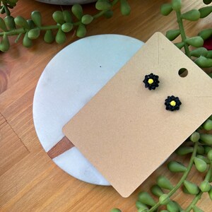 Clay Earrings Black Flower Studs -KlayDD
