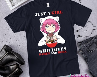 Just A Girl Who Loves Ramen and Boba Shirt, Anime Shirt, Cute Boba T-Shirt, Boba Gift, Ramen Lover Shirt, Bubble Tea Lover, Bubble Milk Tee
