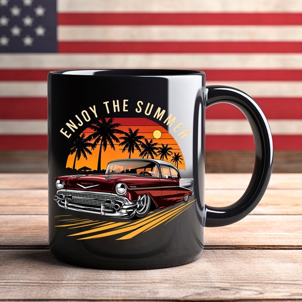 Classic Car Mug, Summer Cruising Mug, Enjoy The Summer Mug, Vintage Car Mug, Retro Car Mug, Vintage Car Lover Mug Summer Vibes Mug,11oz 15oz