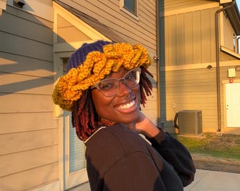 Oh  My Ruffles Bucket Hat – Chunky  knit Cozy Ruffled Brim Hat for Everyone – Stylish Bucket Hat for All Seasons – Trendy- Ruffle