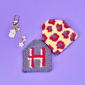 Punch needle car coaster for Kia cup holder accessories, Personilzed letter pink yellow and purple, car accessories for new car