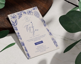 Botanical Business Thank You Card Template, Minimalist Design (Digital Download)