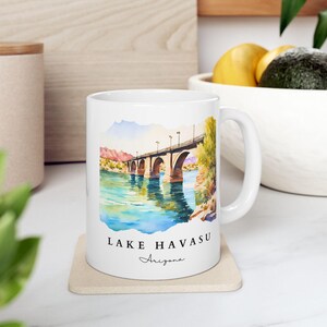 Lake Havasu London Bridge Watercolor Coffee Mug | Double-Sided Ceramic Mug Featuring Watercolor Art | Perfect Gift for Lake Havasu Lovers