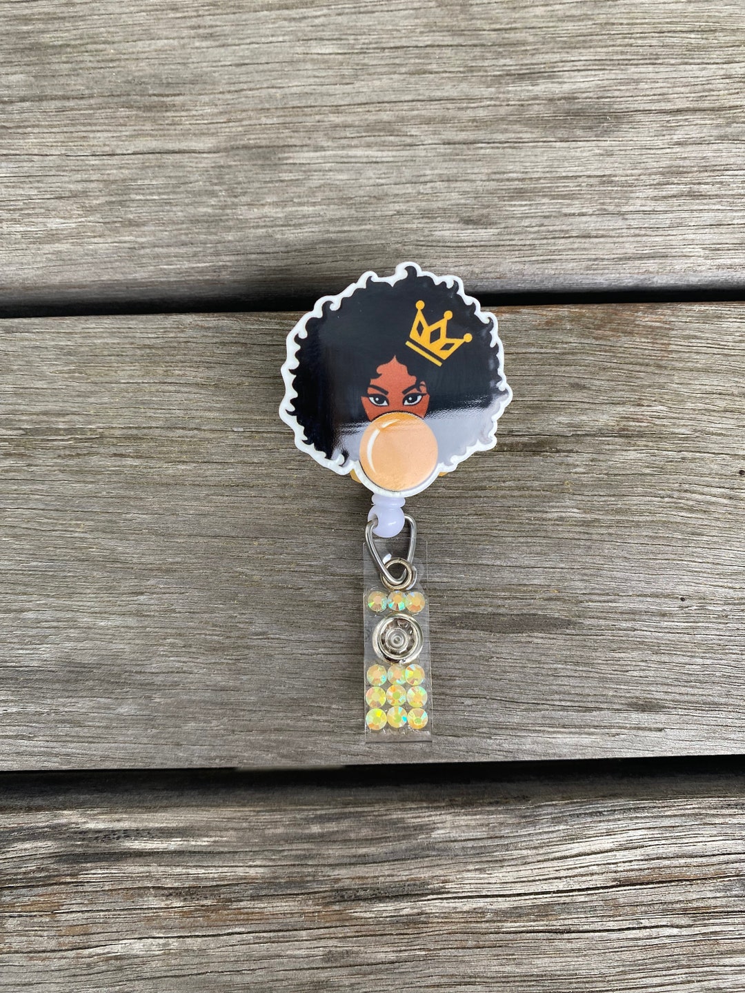 Black Girl Retractable Badge Reel, Black Girl Badge Reel, Queen, Bling ...