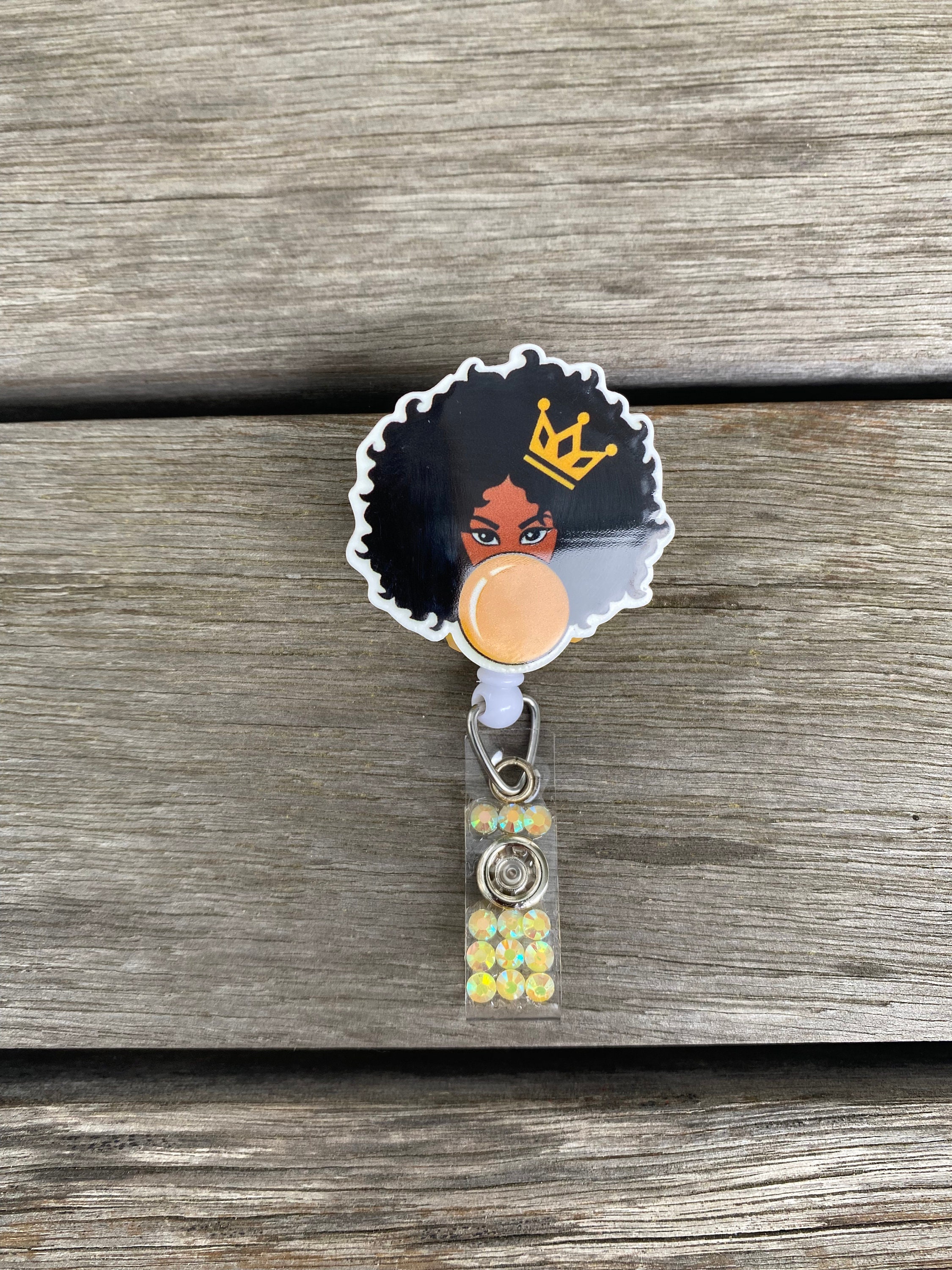 Black Girl Retractable Badge Reel, Black Girl Badge Reel, Queen, Bling ...