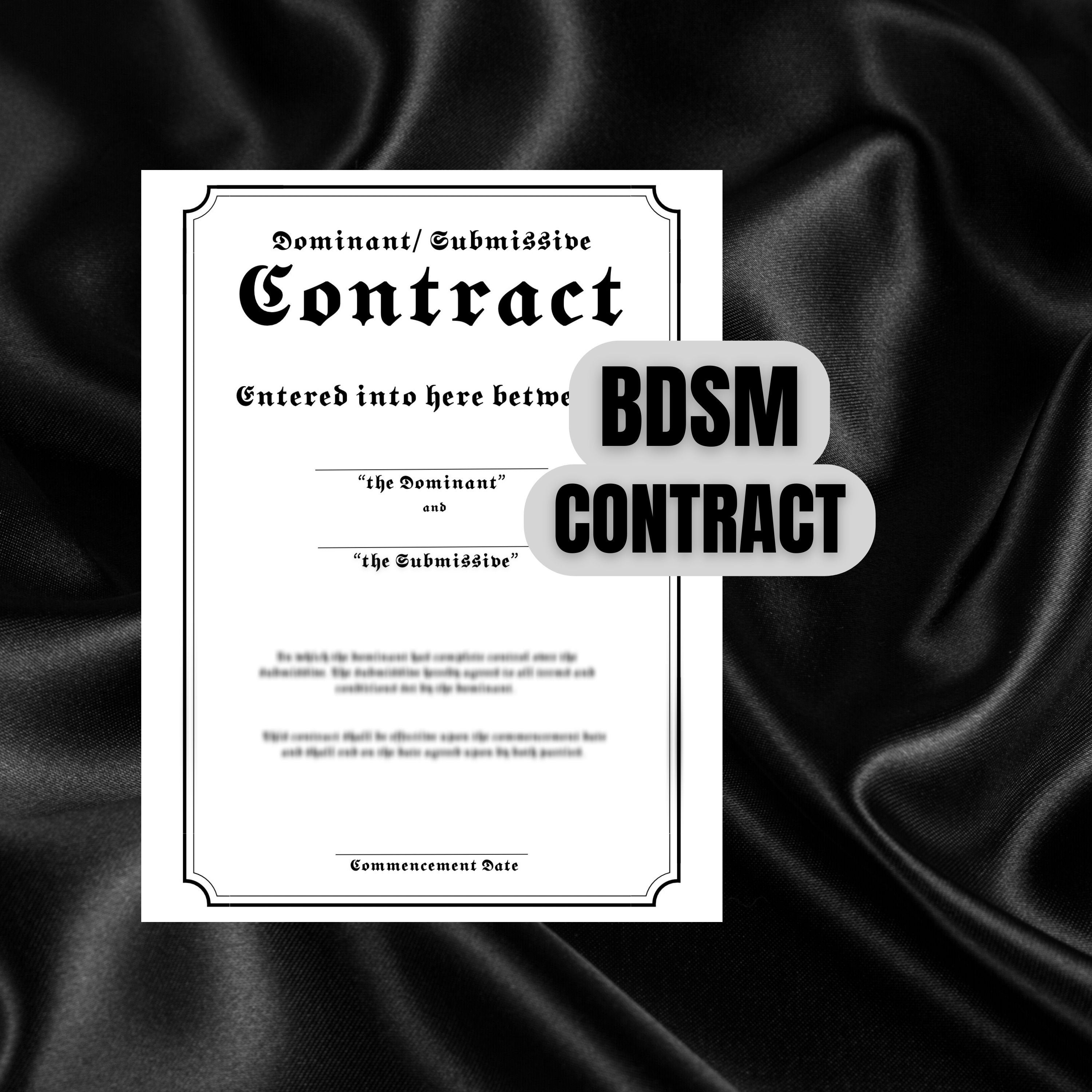 One Page Bdsm Contract Dom Sub Contract Dominant Etsy