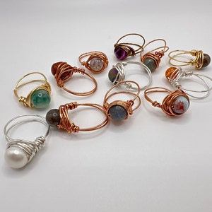 Draht gewickelter Stein Ring