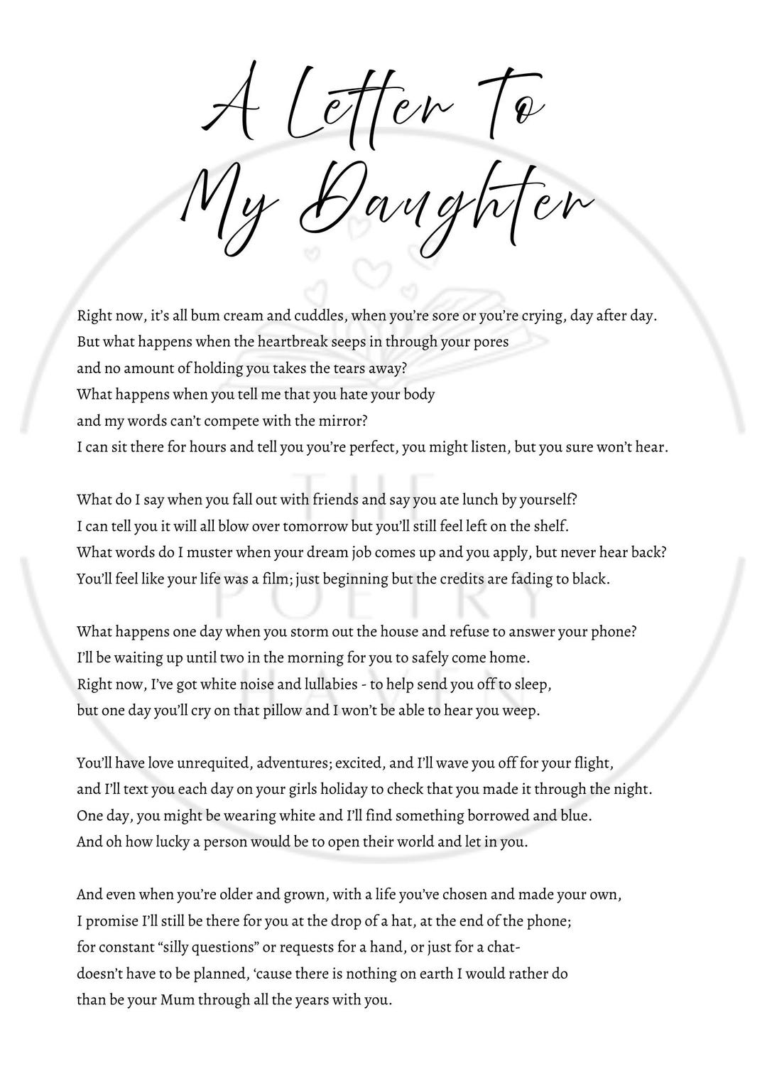 A Letter to My Daughter - Etsy