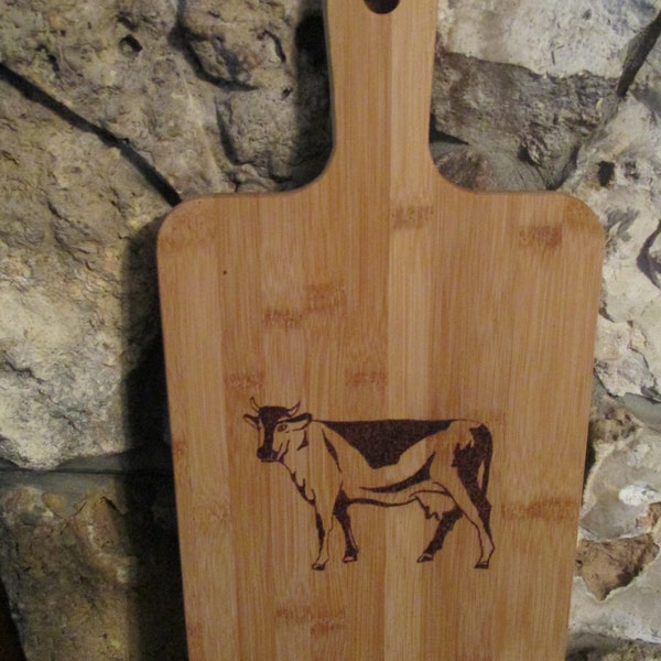 Cow Wood burned Bamboo Cutting Boards