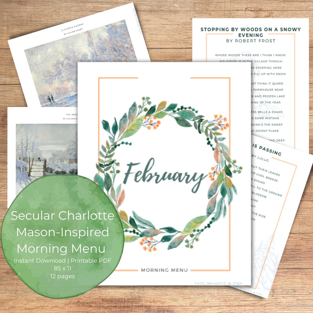 February Secular Morning Menu Charlotte Mason Morning Basket Classical