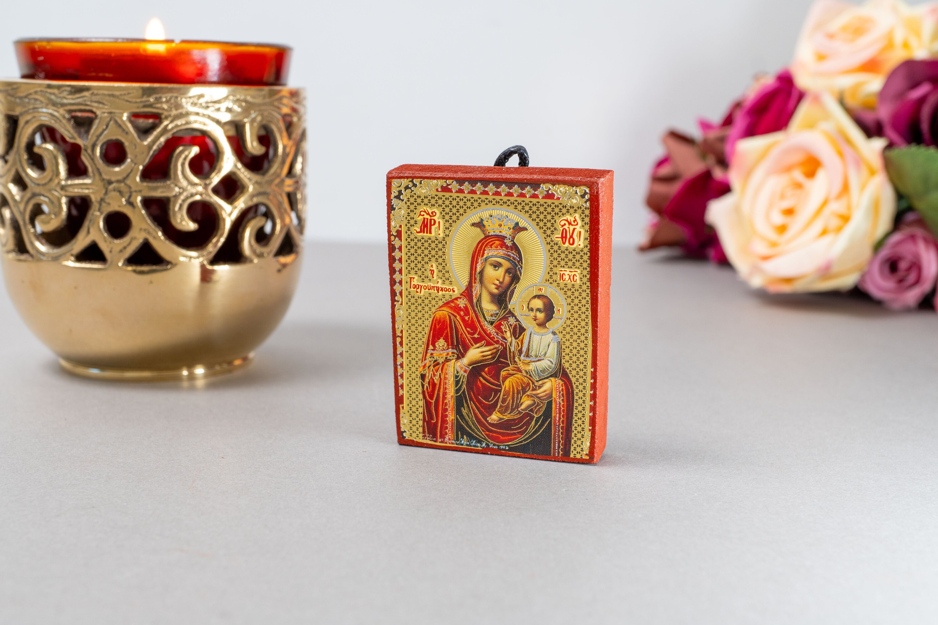 Small Wooden Orthodox Icon With Virgin Mary in Premium Quality Icon ...