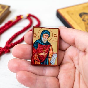 Saint Thomas Pocket Wooden Christian Icon on Silk Canvas Intricate Detail Handmade Icon Small Enough to Carry Everywhere.