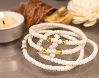 Komboskini in white color -unisex komboskini- Prayer Bracelet, Prayer Rope -Thread waxed thin with beads - Christian Gift.