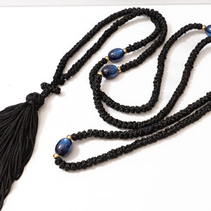 Original Athonite Christian Monastic 300 knots Rope  ,Height: 92cm(36.2) in- Rosary 300 Knots - Rosario - Komboskini with Blue Beads