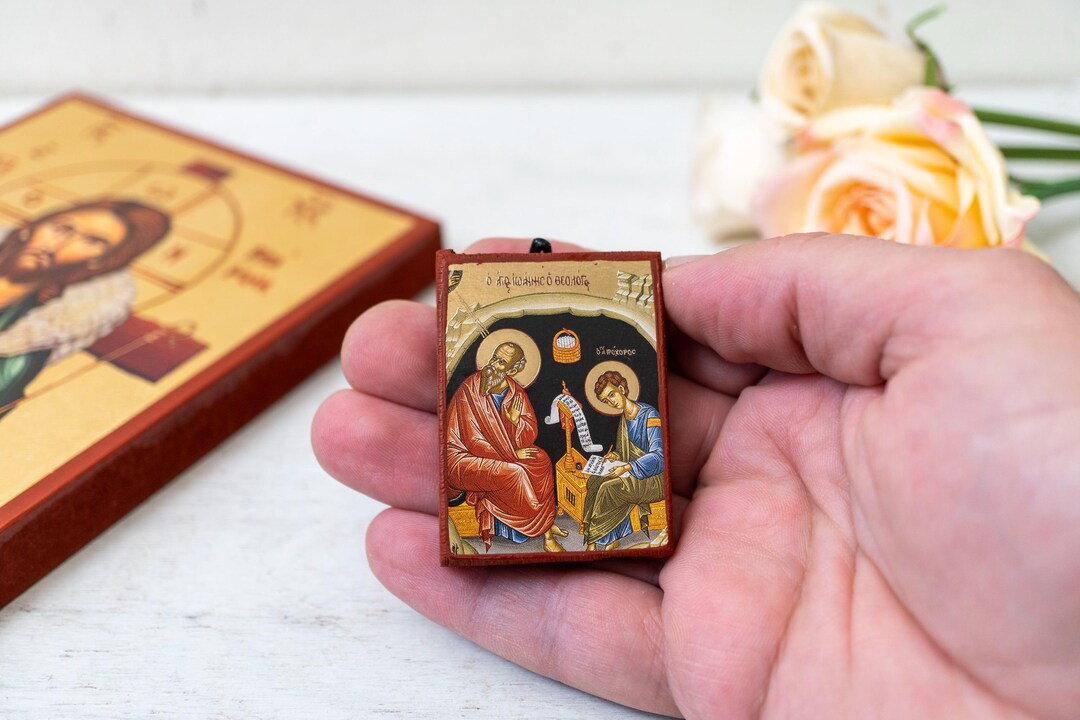 Saint John the Theologian Icon – Small Handmade Byzantine Gold Leaf Art ...