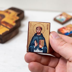 Humiliation of Jesus Christ icon Pocket Wooden Christian Icon  on Silk Canvas Intricate Detail Handmade Icon Small Enough toCarry Everywhere