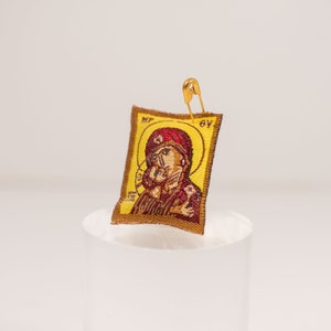 Greek Filakto Amulet – Charm and Protection with Icon of Virgin Mary and Christian Blessing in Greek on the Back