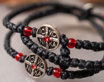 Handmade Komboskini Prayer Rope: Unisex Bracelet with ICXC Seal