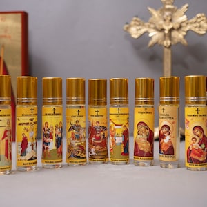 Myrrh Anointing Oil From Mount Athos  with icon of Virgin Mary or Saints 1Pcs - A Gift of Faith