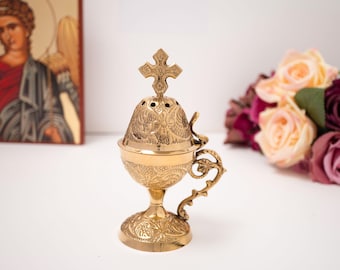 Home Censer Brass Carved -Perfume burner -with carved handle and  free Gifts