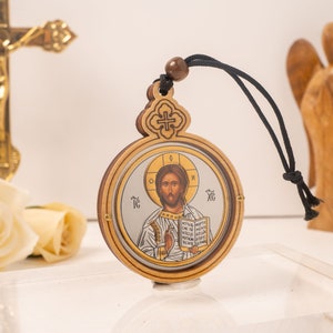 Christian hanging Wooden Icon for your car, office , Home etc..... with Jesus Christ  ,home Christian shrines Gift of faith.