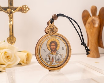Christian hanging Wooden Icon for your car, office , Home etc..... with Jesus Christ  ,home Christian shrines Gift of faith.