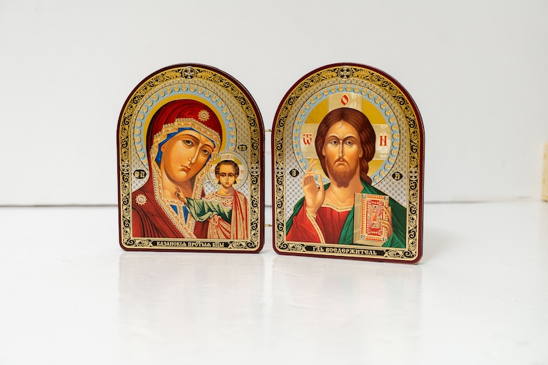 Greek Orthodox Icon Wooden Diptych of Jesus Christ and Theotokos - Etsy ...