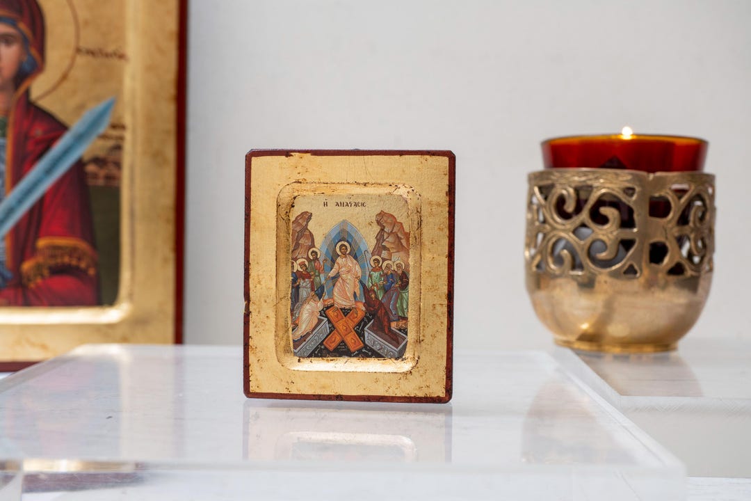 Resurrection of Jesus Handmade Small Wooden Icon in Golden Leaf - Etsy