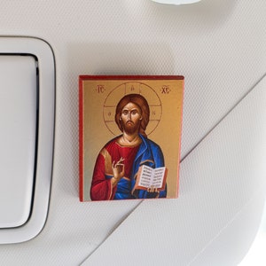 For your car Wooden Byzantine Christian Icon with Jesus Christ amazing idea for your car,office or your pocket you can always have it on you