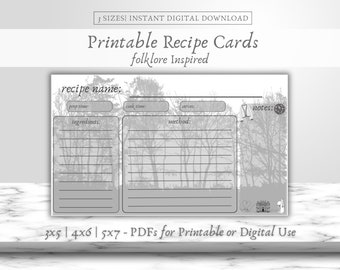 Folklore-Ära inspiriert Rezept Karte Vorlage | Back-/Bar-Rezeptkarten | Eras Mottoparty | Sofortdownload | Drucken Sie zu Hause | Swiftie Geschenk