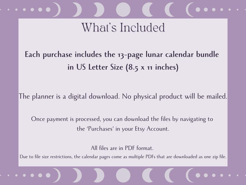 Lunar Calendar 2025 Digital Download Yearly and Monthly 2025 Printable