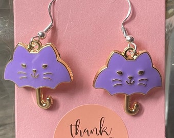Cat umbrella earrings