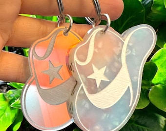 Cowgirl Keychain, Cowboy Keychain, Acrylic Keychain, Cowboy Boot, Cowgirl Hat, Cowgirl Boot, Cowboy Hat, Western Keychain, Bachelorette Gift
