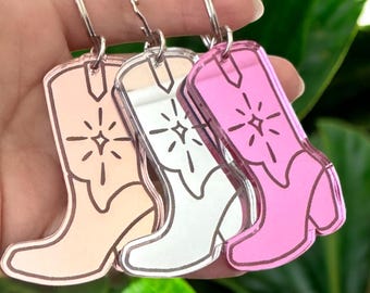Cowgirl Keychain, Cowboy Keychain, Acrylic Keychain, Cowboy Boot, Cowgirl Hat, Cowgirl Boot, Cowboy Hat, Western Keychain, Bachelorette Gift