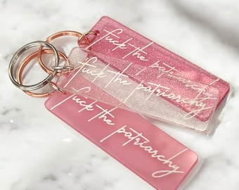 F*ck the Patriarchy-sleutelhanger, acrylsleutelhanger, glittersleutelhanger, cadeau, sleutelhanger tijdperken