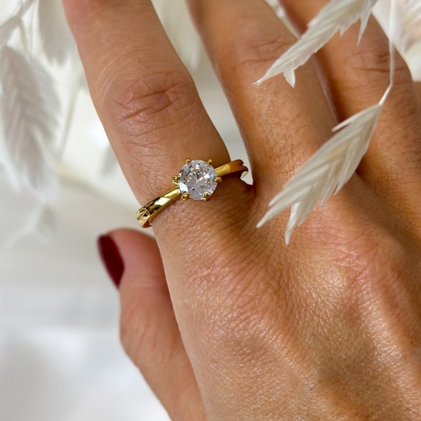Verlobungsring | Edelstahl | 18k vergoldet Ring | Wasserfest | Statement Ring | Funkeln Edelstahl Ring | Geschenke für sie
