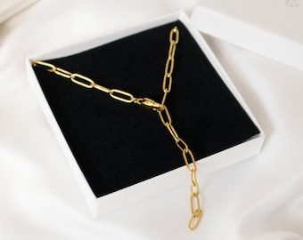 Halskette | Y-Kette | Gliederkette | 18 Karat Vergoldung | Edelstahl | Minimalistische Kette | Geschenke für sie