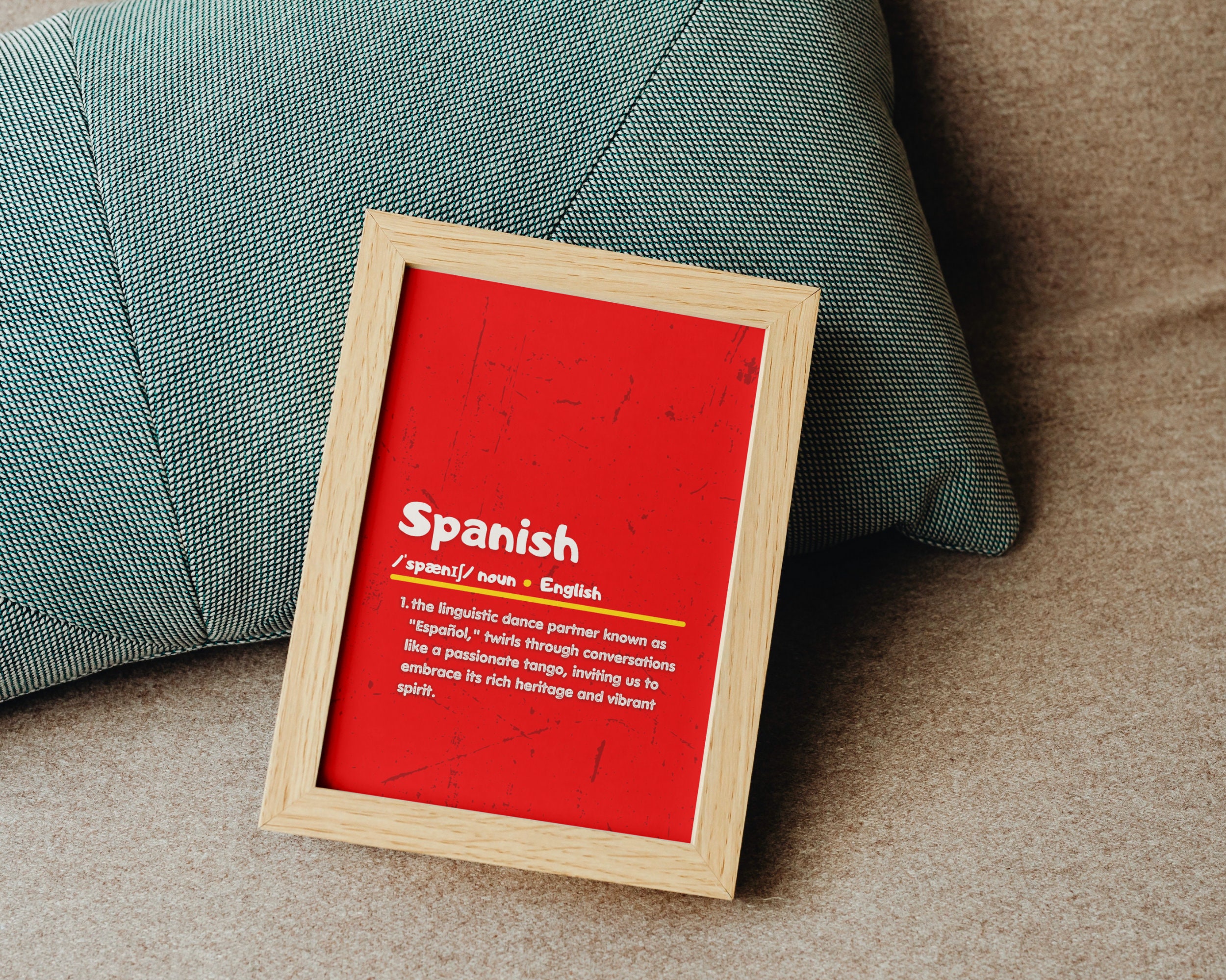 Spanish Definition Wall Art, Printable Classroom Decoration, Bilingual Teacher Resources, Modern