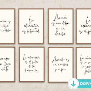 Educational Quotes in Spanish, Downloadable Print for Spanish Classroom, PDF, Spanish Wall Art, Printable Posters, Spanish Teacher Classroom