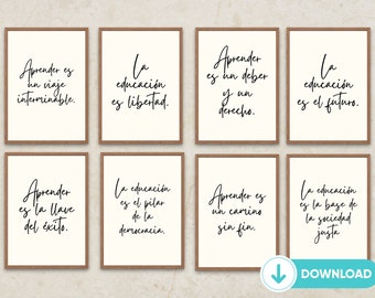 Educational Quotes in Spanish, Downloadable Print for Spanish Classroom, PDF, Spanish Wall Art, Printable Posters, Spanish Teacher Classroom