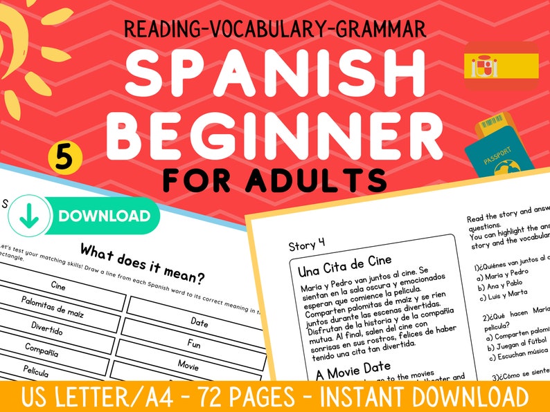 Spanish Beginner Worksheets for Adults, Reading Comprehension ...